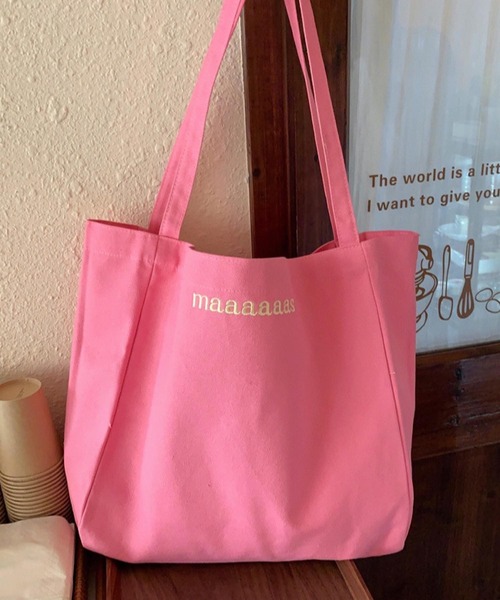 Mignonjour(ミニョンジュール)の「Mignonjour/ロゴ刺繍カラートートバッグ M2377(トートバッグ・レディース・アイボリー/ブルー/ピンク/イエロー・FREE)」の9枚目の写真