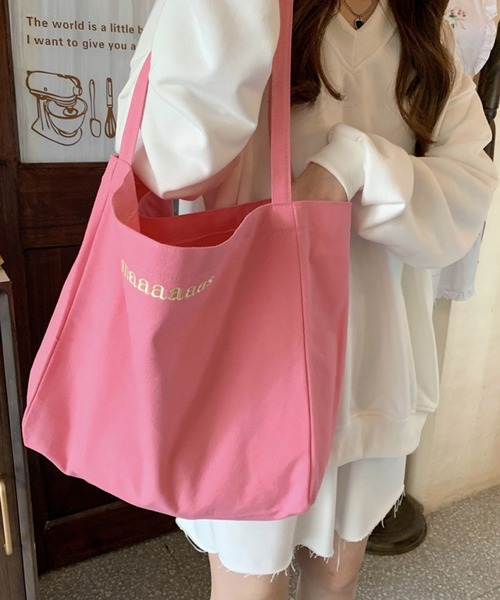 Mignonjour(ミニョンジュール)の「Mignonjour/ロゴ刺繍カラートートバッグ M2377(トートバッグ・レディース・アイボリー/ブルー/ピンク/イエロー・FREE)」の11枚目の写真