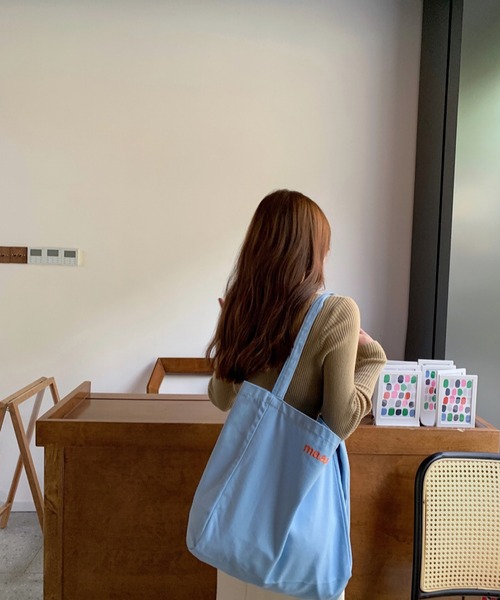 Mignonjour(ミニョンジュール)の「Mignonjour/ロゴ刺繍カラートートバッグ M2377(トートバッグ・レディース・アイボリー/ブルー/ピンク/イエロー・FREE)」の12枚目の写真