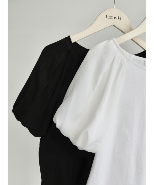 JUMELLE(ジュメロ)の「sleeve mix logo T(Tシャツ/カットソー・レディース・ブラック/ホワイト・FREE)」の14枚目の写真