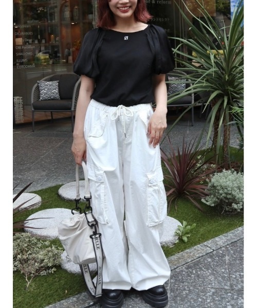 JUMELLE(ジュメロ)の「sleeve mix logo T(Tシャツ/カットソー・レディース・ブラック/ホワイト・FREE)」の11枚目の写真