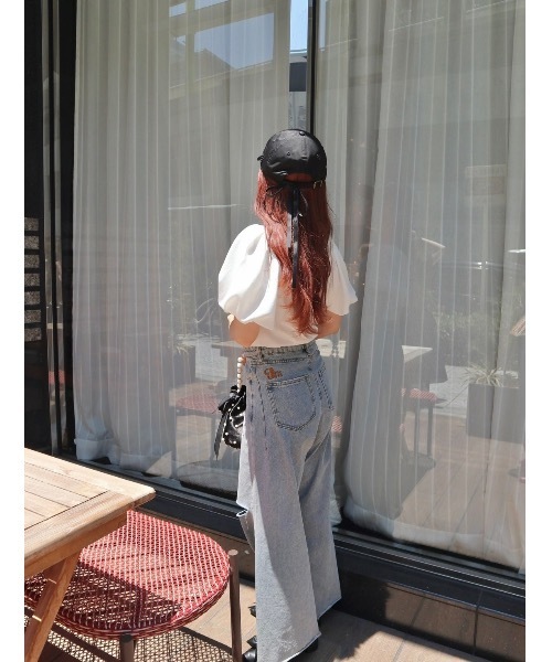 JUMELLE(ジュメロ)の「sleeve mix logo T(Tシャツ/カットソー・レディース・ブラック/ホワイト・FREE)」の6枚目の写真