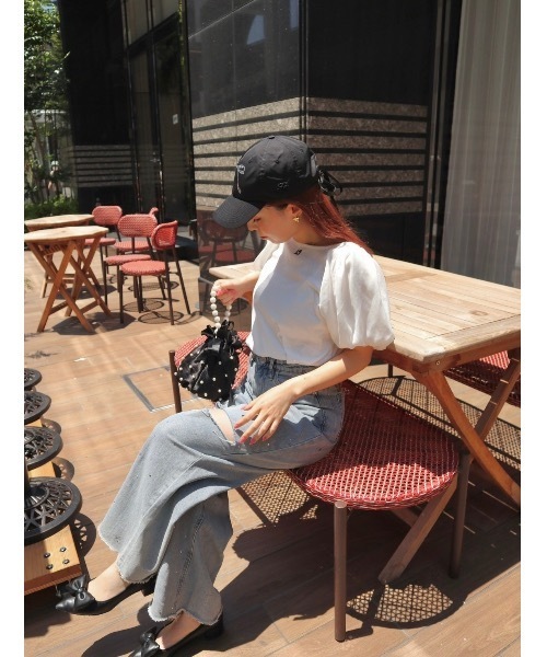 JUMELLE(ジュメロ)の「sleeve mix logo T(Tシャツ/カットソー・レディース・ブラック/ホワイト・FREE)」の8枚目の写真