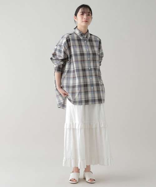 studio CLIP（スタディオクリップ）の「《natural by clip》アソートチェックワイドシャツ（シャツ/ブラウス・レディース・ブルー/ベージュ・FREE）」の3枚目の写真