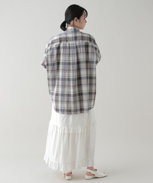 studio CLIP（スタディオクリップ）の「《natural by clip》アソートチェックワイドシャツ（シャツ/ブラウス・レディース・ブルー/ベージュ・FREE）」の5枚目の写真