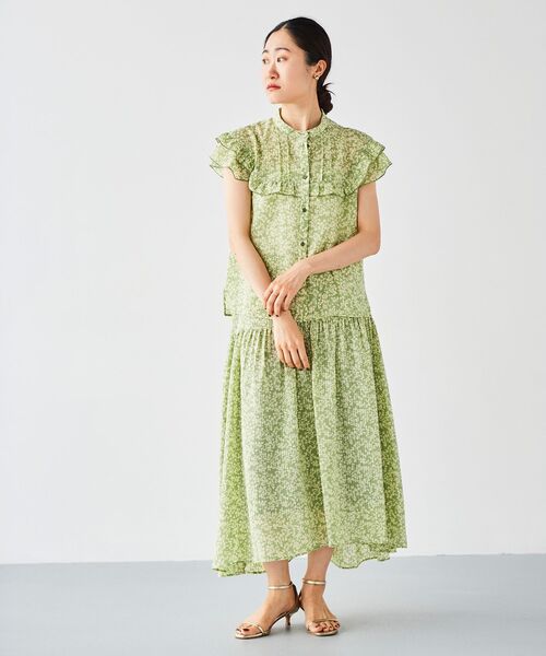 le.coeur blanc(ルクールブラン)の「リーフプリントキリカエギャザースカート(スカート・レディース・ブルー系その他2/グリーン系その他・38)」の19枚目の写真