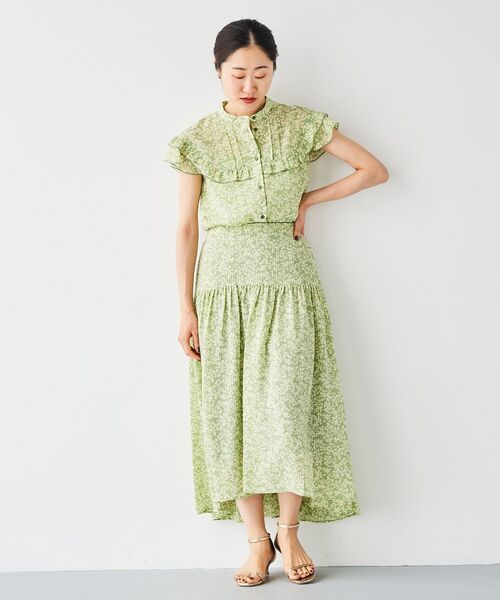 le.coeur blanc(ルクールブラン)の「リーフプリントキリカエギャザースカート(スカート・レディース・ブルー系その他2/グリーン系その他・38)」の18枚目の写真