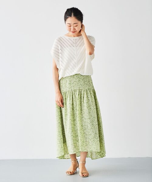le.coeur blanc(ルクールブラン)の「リーフプリントキリカエギャザースカート(スカート・レディース・ブルー系その他2/グリーン系その他・38)」の15枚目の写真