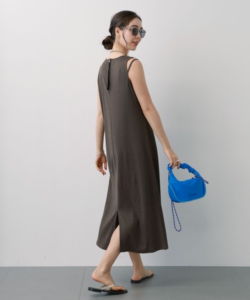 saloon（サルーン）の「SALOON(サルーン)/　テレコノースリワンピース【洗濯機洗い可】（ワンピース・レディース・オレンジ/ダークブラウン/ブラック・FREE）」の13枚目の写真