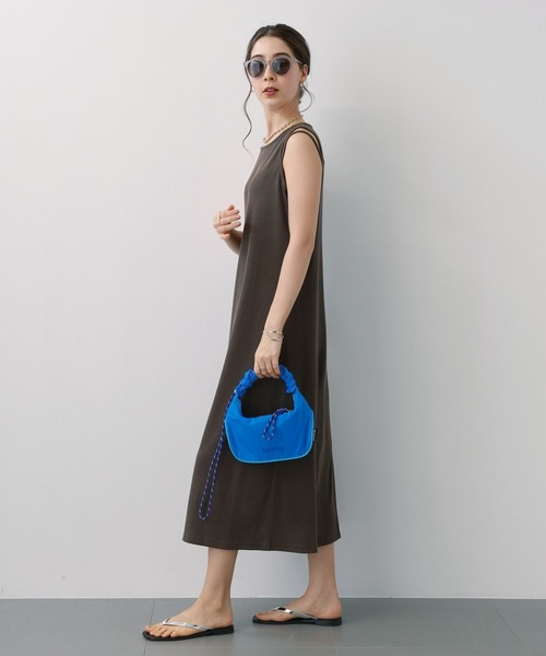 saloon（サルーン）の「SALOON(サルーン)/　テレコノースリワンピース【洗濯機洗い可】（ワンピース・レディース・オレンジ/ダークブラウン/ブラック・FREE）」の12枚目の写真