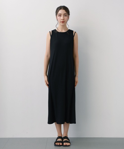 saloon（サルーン）の「SALOON(サルーン)/　テレコノースリワンピース【洗濯機洗い可】（ワンピース・レディース・オレンジ/ダークブラウン/ブラック・FREE）」の17枚目の写真