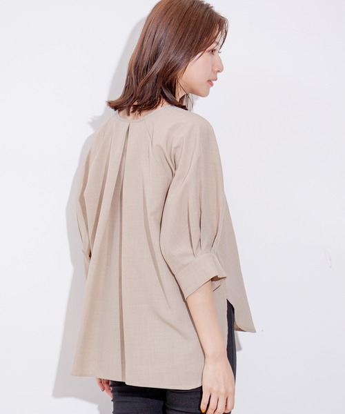 Jayro（ジャイロ）の「麻調合わせネックサークルブラウス（シャツ/ブラウス・レディース・ネイビー/ベージュ/オリーブ・FREE）」の6枚目の写真