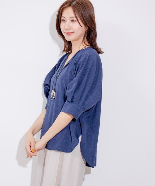 Jayro（ジャイロ）の「麻調合わせネックサークルブラウス（シャツ/ブラウス・レディース・ネイビー/ベージュ/オリーブ・FREE）」の15枚目の写真
