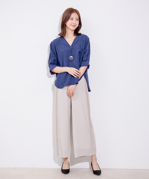Jayro（ジャイロ）の「麻調合わせネックサークルブラウス（シャツ/ブラウス・レディース・ネイビー/ベージュ/オリーブ・FREE）」の17枚目の写真