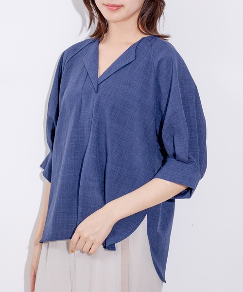 Jayro（ジャイロ）の「麻調合わせネックサークルブラウス（シャツ/ブラウス・レディース・ネイビー/ベージュ/オリーブ・FREE）」の21枚目の写真