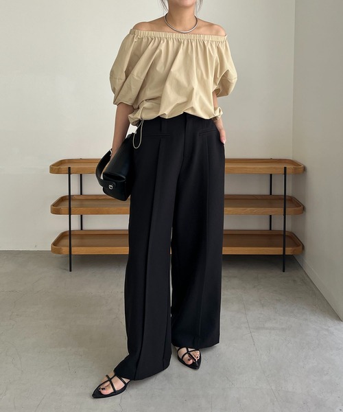 CAPRICIEUX LE'MAGE（カプリシューレマージュ）の「フロントポケットワイドパンツ（その他パンツ・レディース・ブラック/ホワイト系その他・36/38）」の4枚目の写真