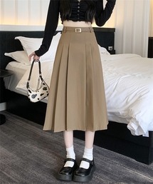フロントプリーツロングスカート ベルト付け2点セット