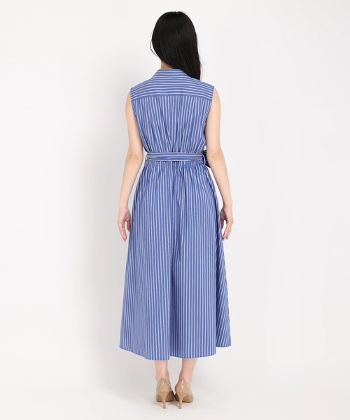 STRAWBERRY-FIELDS(ストロベリーフィールズ)の「フラワー刺繍ストライプワンピース(シャツワンピース・レディース・ブルー/ネイビー・2)」の7枚目の写真