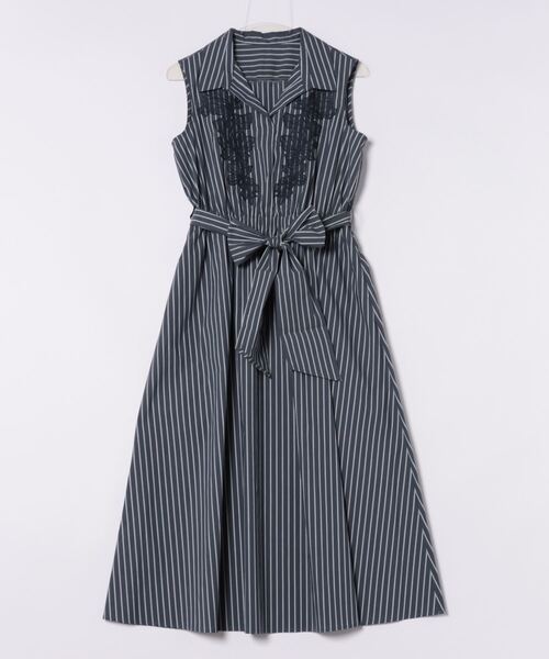 STRAWBERRY-FIELDS(ストロベリーフィールズ)の「フラワー刺繍ストライプワンピース(シャツワンピース・レディース・ブルー/ネイビー・2)」の15枚目の写真