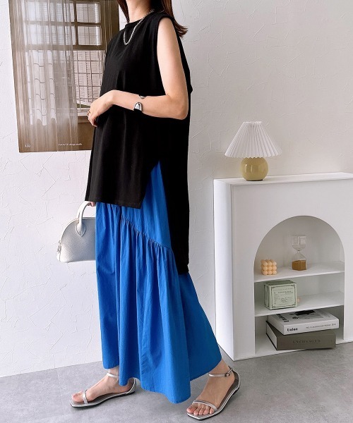 nissen（ニッセン）の「綿１００％バックテールノースリーブＴシャツ（Tシャツ/カットソー・レディース・アイボリー/グレイッシュベージュ/ブラック・L/M）」の12枚目の写真