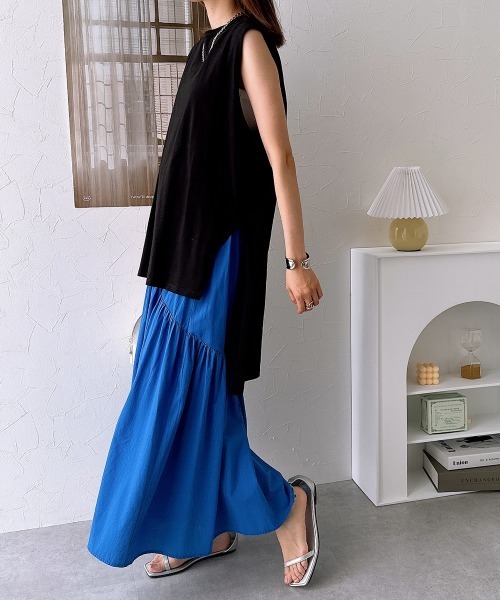 nissen（ニッセン）の「綿１００％バックテールノースリーブＴシャツ（Tシャツ/カットソー・レディース・アイボリー/グレイッシュベージュ/ブラック・L/M）」の15枚目の写真