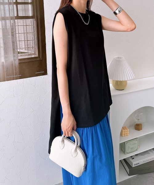 nissen（ニッセン）の「綿１００％バックテールノースリーブＴシャツ（Tシャツ/カットソー・レディース・アイボリー/グレイッシュベージュ/ブラック・L/M）」の11枚目の写真