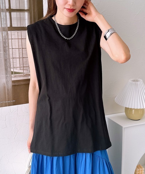 nissen（ニッセン）の「綿１００％バックテールノースリーブＴシャツ（Tシャツ/カットソー・レディース・アイボリー/グレイッシュベージュ/ブラック・L/M）」の16枚目の写真