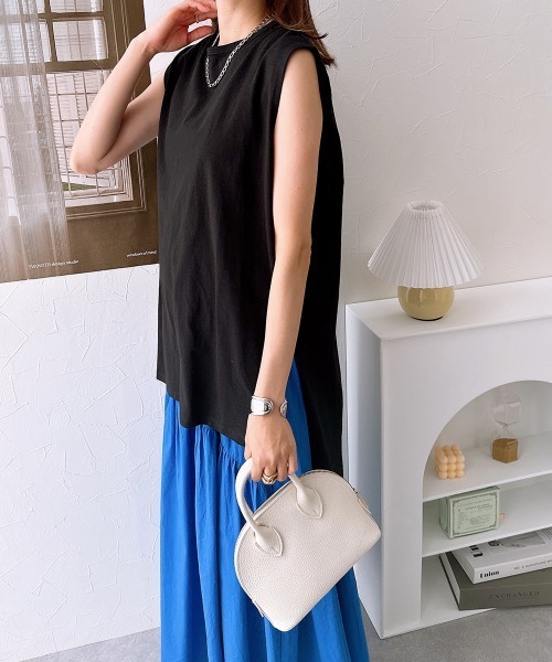 nissen（ニッセン）の「綿１００％バックテールノースリーブＴシャツ（Tシャツ/カットソー・レディース・アイボリー/グレイッシュベージュ/ブラック・L/M）」の18枚目の写真