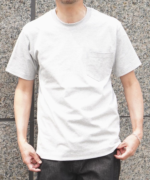 BROOKLYN OVERALL(ブルックリンオーバーオール)の「PROTAG ポケットTシャツ(Tシャツ/カットソー・メンズ・ホワイト/グレー・MEDIUM/LARGE/X-LARGE)」の1枚目の写真