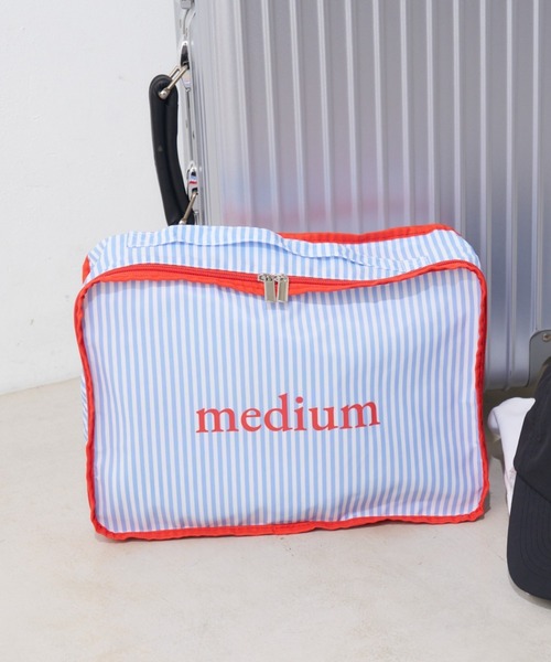 BIRTHDAY BAR（バースデイバー）の「パッキングポーチストライプM（ポーチ・レディース・グレー/ブルー/アイボリー/ネイビー・フリー/0）」の4枚目の写真
