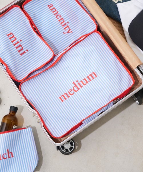 BIRTHDAY BAR（バースデイバー）の「パッキングポーチストライプM（ポーチ・レディース・グレー/ブルー/アイボリー/ネイビー・フリー/0）」の5枚目の写真