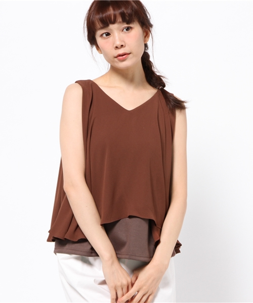 DouDou（ドゥドゥ）の「【DouDou】フレアタンクブラウス（シャツ/ブラウス・レディース・ブラウン/ピンク/ブラック・FREE）」の3枚目の写真