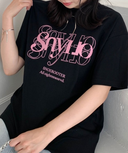 Teem Store(チームストア)の「【7色展開】フロントカサネロゴプリント Tシャツ(Tシャツ/カットソー・レディース・ブラック/アイボリー/ワイン/ホワイト/ライトグレー/グリーン/ベージュ・M/S)」の8枚目の写真
