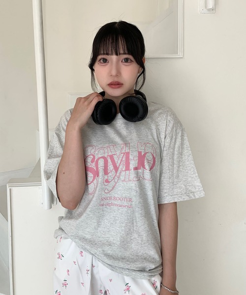 Teem Store(チームストア)の「【7色展開】フロントカサネロゴプリント Tシャツ(Tシャツ/カットソー・レディース・ブラック/アイボリー/ワイン/ホワイト/ライトグレー/グリーン/ベージュ・M/S)」の10枚目の写真