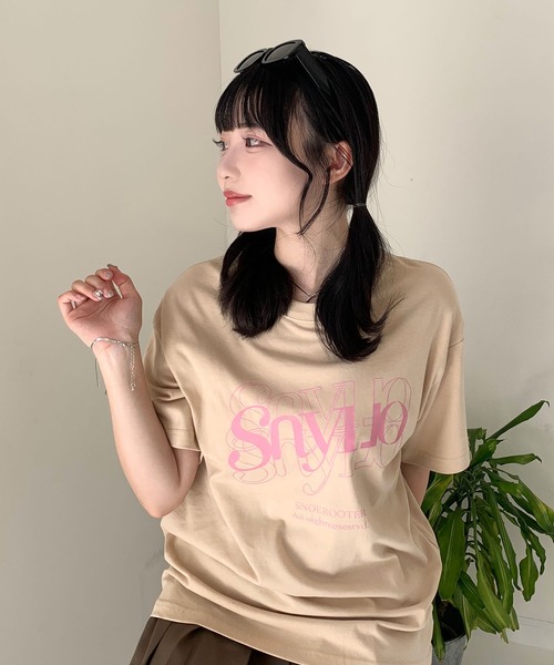 Teem Store(チームストア)の「【7色展開】フロントカサネロゴプリント Tシャツ(Tシャツ/カットソー・レディース・ブラック/アイボリー/ワイン/ホワイト/ライトグレー/グリーン/ベージュ・M/S)」の12枚目の写真