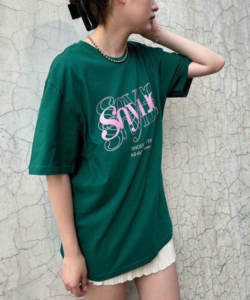 Teem Store(チームストア)の「【7色展開】フロントカサネロゴプリント Tシャツ(Tシャツ/カットソー・レディース・ブラック/アイボリー/ワイン/ホワイト/ライトグレー/グリーン/ベージュ・M/S)」の14枚目の写真