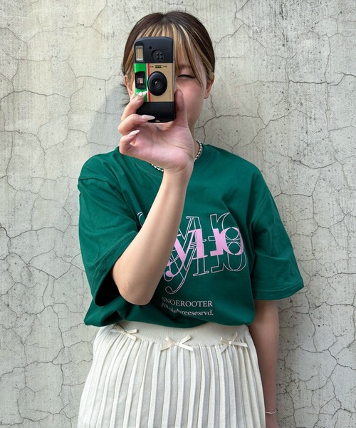 Teem Store(チームストア)の「【7色展開】フロントカサネロゴプリント Tシャツ(Tシャツ/カットソー・レディース・ブラック/アイボリー/ワイン/ホワイト/ライトグレー/グリーン/ベージュ・M/S)」の15枚目の写真