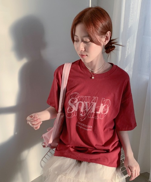 Teem Store(チームストア)の「【7色展開】フロントカサネロゴプリント Tシャツ(Tシャツ/カットソー・レディース・ブラック/アイボリー/ワイン/ホワイト/ライトグレー/グリーン/ベージュ・M/S)」の16枚目の写真