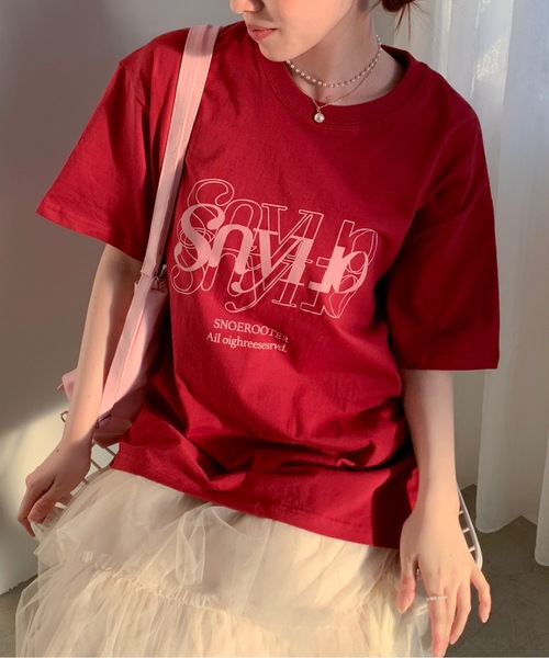 Teem Store(チームストア)の「【7色展開】フロントカサネロゴプリント Tシャツ(Tシャツ/カットソー・レディース・ブラック/アイボリー/ワイン/ホワイト/ライトグレー/グリーン/ベージュ・M/S)」の17枚目の写真