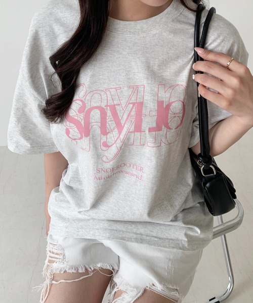 Teem Store(チームストア)の「【7色展開】フロントカサネロゴプリント Tシャツ(Tシャツ/カットソー・レディース・ブラック/アイボリー/ワイン/ホワイト/ライトグレー/グリーン/ベージュ・M/S)」の20枚目の写真