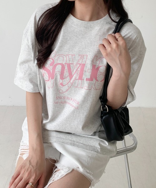 Teem Store(チームストア)の「【7色展開】フロントカサネロゴプリント Tシャツ(Tシャツ/カットソー・レディース・ブラック/アイボリー/ワイン/ホワイト/ライトグレー/グリーン/ベージュ・M/S)」の21枚目の写真