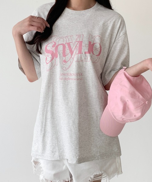 Teem Store(チームストア)の「【7色展開】フロントカサネロゴプリント Tシャツ(Tシャツ/カットソー・レディース・ブラック/アイボリー/ワイン/ホワイト/ライトグレー/グリーン/ベージュ・M/S)」の22枚目の写真