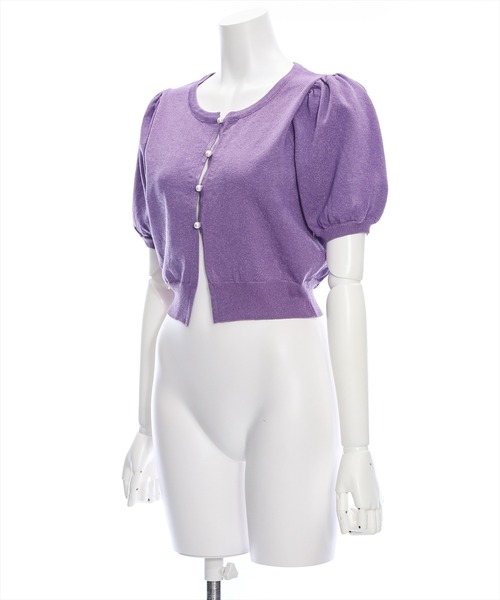 clear(クリア)の「パフスリーブラメニット半袖カーディガン≪2024SS≫(カーディガン/ボレロ・レディース・パープル/レッド/ブルーグレー/オフホワイト・F)」の5枚目の写真