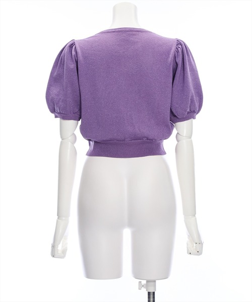 clear(クリア)の「パフスリーブラメニット半袖カーディガン≪2024SS≫(カーディガン/ボレロ・レディース・パープル/レッド/ブルーグレー/オフホワイト・F)」の8枚目の写真