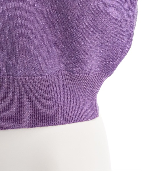 clear(クリア)の「パフスリーブラメニット半袖カーディガン≪2024SS≫(カーディガン/ボレロ・レディース・パープル/レッド/ブルーグレー/オフホワイト・F)」の11枚目の写真