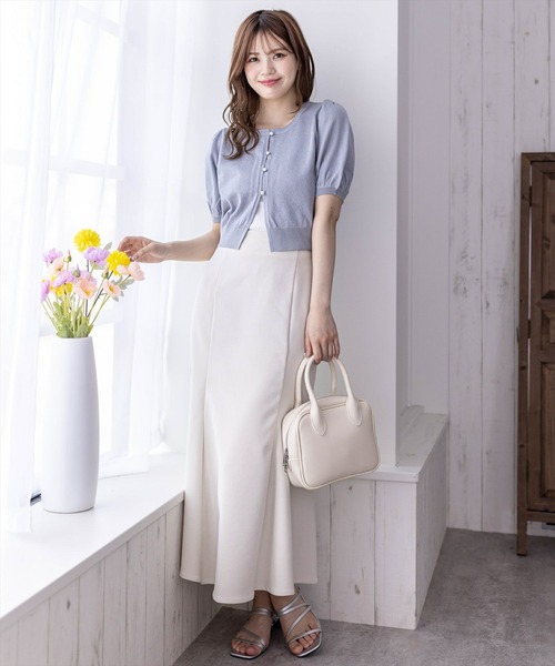 clear(クリア)の「パフスリーブラメニット半袖カーディガン≪2024SS≫(カーディガン/ボレロ・レディース・パープル/レッド/ブルーグレー/オフホワイト・F)」の14枚目の写真