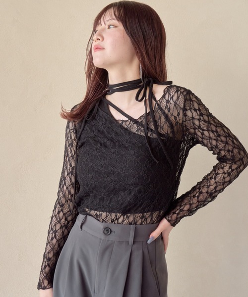 mellowneon（メロウネオン）の「レーストップス/レースブラウス/レースインナー（シャツ/ブラウス・レディース・アイボリー/ブラック/ホワイト・FREE）」の22枚目の写真