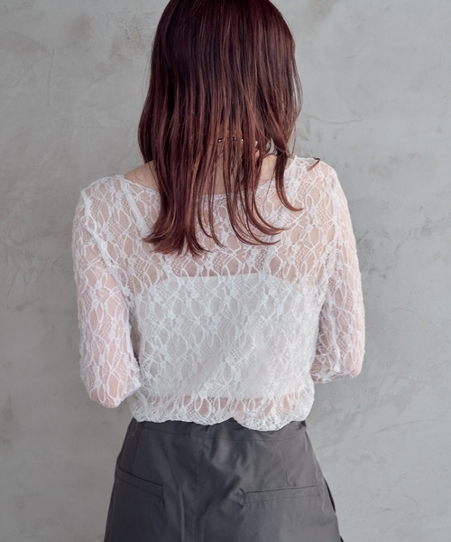 mellowneon（メロウネオン）の「レーストップス/レースブラウス/レースインナー（シャツ/ブラウス・レディース・アイボリー/ブラック/ホワイト・FREE）」の4枚目の写真