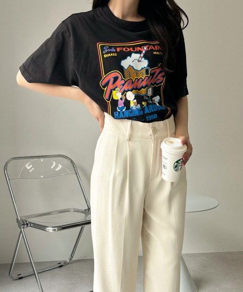 SNOOPY（スヌーピー）の「【PEANUTS/SNOOPY】別注 ピーナッツ スヌーピー 「CINEMA」ヴィンテージ風Tシャツ（Tシャツ/カットソー・レディース・アイボリー/ネイビー/ブラック・S/M/L/XL）」の15枚目の写真