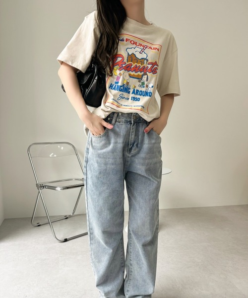 SNOOPY（スヌーピー）の「【PEANUTS/SNOOPY】別注 ピーナッツ スヌーピー 「CINEMA」ヴィンテージ風Tシャツ（Tシャツ/カットソー・レディース・アイボリー/ネイビー/ブラック・S/M/L/XL）」の8枚目の写真